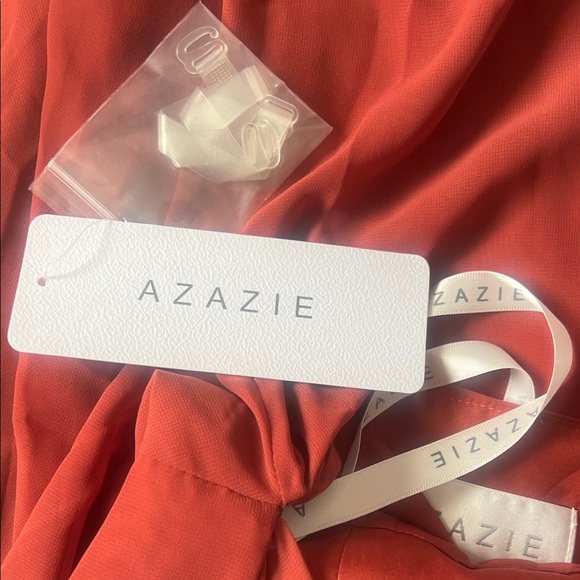 Azazie Burgundy Chiffon Gown - Picture 13 of 16